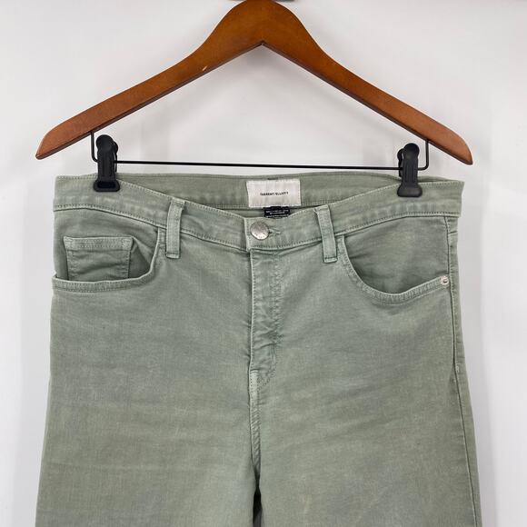 Current Elliot High Waist Stiletto Jeans Skinny Raw Cut Hem Sage Green Womens 32 - Picture 3 of 8